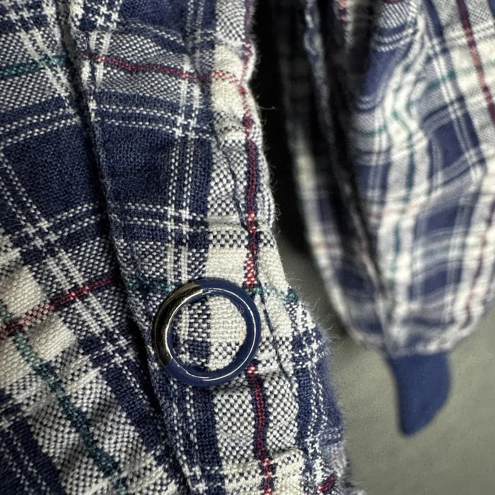 Gymboree Vintage Rainbow Tag 90s Blue Plaid‎ Seersucker Romper Boys Infant 3-6 M